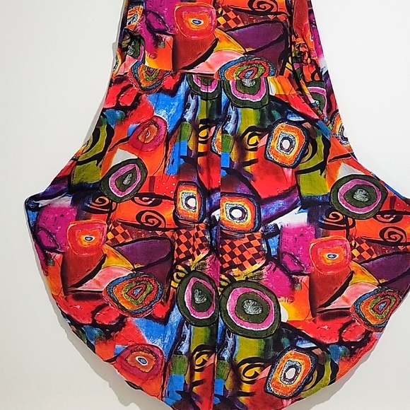 ZANZEA HIGH LOW COLORFUL ABSTRACT ASYMETRICAL FLOWY ROOMY  WOMENS BLOUSE - Picture 4 of 13